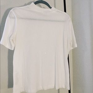 Zara Simple White Mock Neck T-Shirt